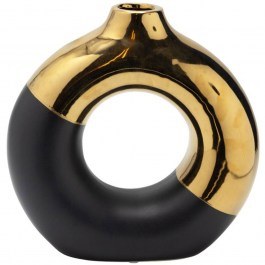 Ceramic Vase 819-01869 20,5x7,5x20,5cm Black-Gold Estheti Home BLACK-GOLD