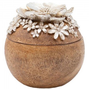 Decorative Container Flowers 819-00550 9,5x9,5x9,5cm Natural-Silver Estheti Home