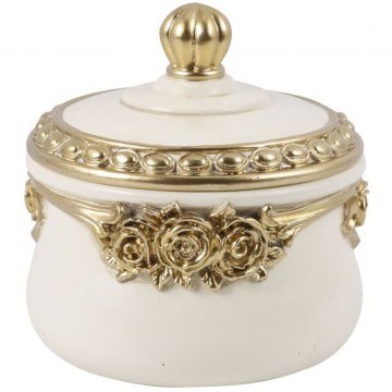 Decorative Container 752-28618 10,2x9,8x9,5cm Cream-Gold Estheti Home