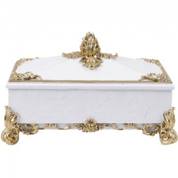 Decorative Container 752-28619 21,8x12x12cm White-Gold Estheti Home
