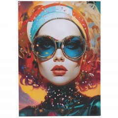 Canvas Painting Woman With Glasses 755-12200 60x2,5x80cm Multi Estheti Home