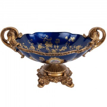 Decorative Bowl 752-21021 33x22x19cm Gold-Blue Estheti Home