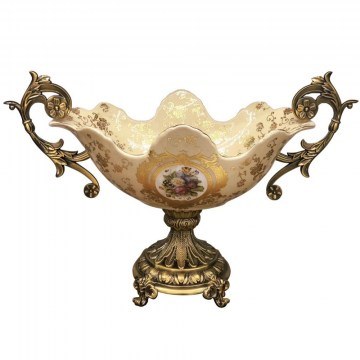 Decorative Bowl 819-00087 52x26x34cm Beige-Gold Estheti Home