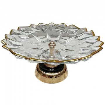 Decorative Platter With Leg 819-02192 32x15cm Clear-Gold Estheti Home