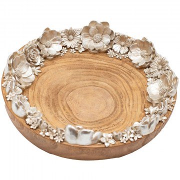 Decorative Platter Flowers 819-00549 29,3x29,3x7cm Natural-Silver Estheti Home