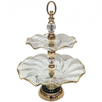 Decorative Two-Story Tray 819-02187 21x32x45cm Clear-Gold Estheti Home