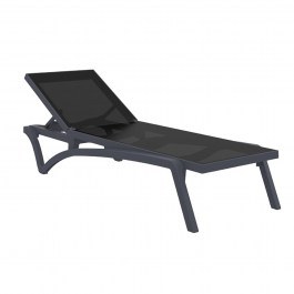 Beach Sunbed Pacific Siesta 53-0103 193x68x35cm Dark Grey-Black BLACK