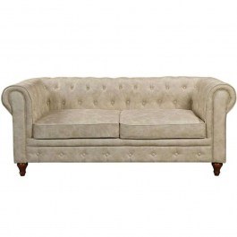 Three-Seater Sofa Chesterfield Ε942,31 190x82x77cm Beige BEIGE