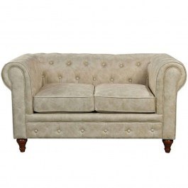 Two-Seater Sofa Chesterfield Ε942,21 150x82x77cm Beige BEIGE