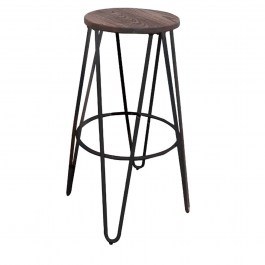 Σκαμπό Μπάρ Arco Wood Dark Antique Black Ε5207,10 Φ33Χ76 cm ANTIQUE BLACK