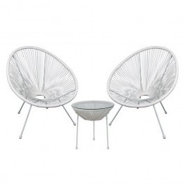 Dining Room Set 2 Seats Acapulco Ε245,Α1S White WHITE
