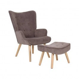 Armchair & Stool Set Alma Ε7141,8 69x76x97/52x38x35cm Brown Velure BROWN