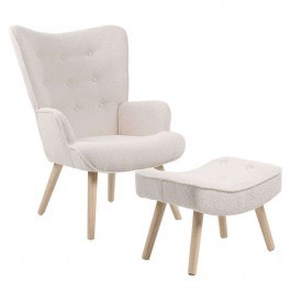Armchair & Stool Set Alma Ε7141,1 69x76x97/52x38x35cm White Velure WHITE