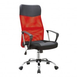 Armchair Manager BF2400-Pvc ΕΟ502,3P 61x68x108/118cm Chrome Red-Black Pvc&Mesh RED-BLACK