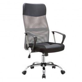 Armchair Manager BF2400-Pvc ΕΟ502,4P 61x68x108/118cm Chrome Grey-Black Pvc&Mesh GREY-BLACK
