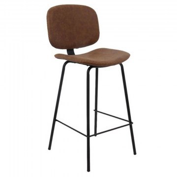 Stool Bar Barley ΕΜ774,2 43x49x70/102cm Black-Pu Vintage Brown