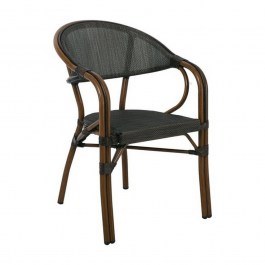 Armchair Vegera Dining  Ε258,12 57x59x84cm Wallnut-Textilene Black BLACK