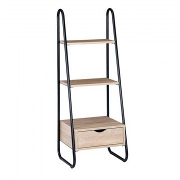Bookcase ΕΟ428 44x37x114cm Black-Σημύδα