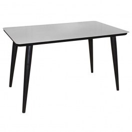 Table Union ΕΜ833,1 130x80x75cm 130x80cm Βαφή Black-Glass White BLACK-WHITE