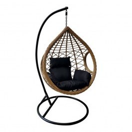 Hanging Armchair-Nest Madrid Natural/Black Ε6739,1 D.105 H.197cm NATURAL-BLACK
