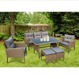 Set Living Room California 6Pcs K/D Twin Natural/Grey Ε6755,1 NATURAL-GREY