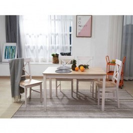 Σετ Τραπεζαρίας Daily 5Τμχ  White/Natural Ε783,2S 118x74x73 NATURAL-WHITE