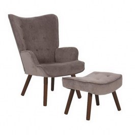 Armchair Alma With Footstool Ε7141,8Κ 69x76x97cm/52x38x35cm Walnut-Brown BROWN