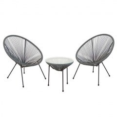 Living Room Furniture Set 3Pcs Acapulco Ε245,4S Φ50x50cm Black-Grey