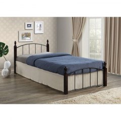 Bed Aragon Ε8096,0 For Matress 120x200cm Black - Walnut 125x210x76cm