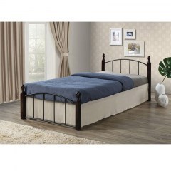 Bed Aragon Ε8096 For Matress 90x190cm 95x200x76cm Black - Walnut