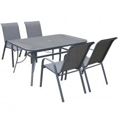 Τραπεζαρία Σετ Ριο 5Τμχ Ε250,3L 120x70x71/55x74x91 Anthracite-Grey