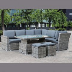 Garden Lounge Boozer (Set 5Pcs) Ε6621 Lifting 140x80x46/69cm Wicker Grey