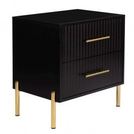 Bedside Table With 2 Drawers Fino Ε7010,2 58x43x58cm Black-Gold BLACK-GOLD