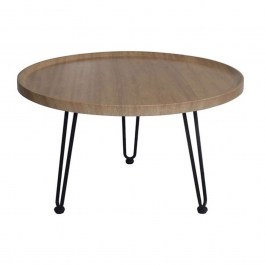 Coffee Table Matrix ΕΜ963,1 Φ76x45cm Natural-Black NATURAL