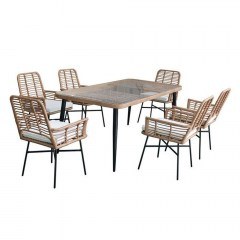 Τραπεζαρία Κήπου Salsa (Σετ 7Τμχ) Ε280,S1 Natural-Black