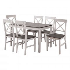 Τραπεζαρία Με Καρέκλες Daily (Σετ 7Τμχ) Ε784,1S White-Dark Oak