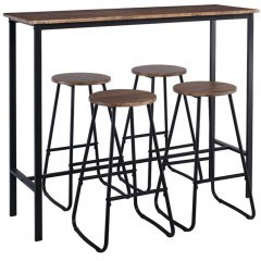 Σταντ-Μπαρ Pub (Σετ 5Τμχ) ΕΜ9800 120x40x100/Φ30x74cm Antique Brown-Black