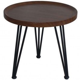 Τραπεζάκι Βοηθητικό Matrix ΕΜ9602,2 Φ50x46cm Walnut-Black WALNUT