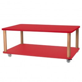 Coffee Table On Wheels Ashme ASHMEROLLCT12 64x105x42,5cm Red RED