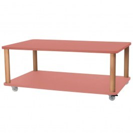 Coffee Table On Wheels Ashme ASHMEROLLCT16 64x105x42,5cm Dark Coral CORAL