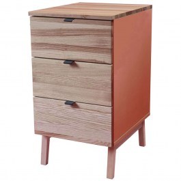 Office Drawer Luka 3 LUKAWTDNAT16 41x50x75cm Natural-Dark Coral NATURAL-CORAL