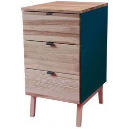 Office Drawer Luka 3 LUKAWTDNAT14 41x50x75cm Natural-Petrol Blue NATURAL-PETROL