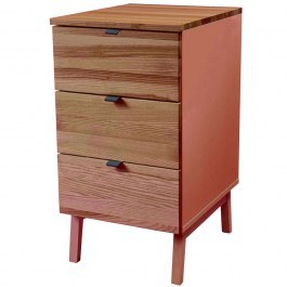 Office Drawer Luka 3 LUKAWTDOAK16 41x50x75cm Oak-Dark Coral OAK-CORAL