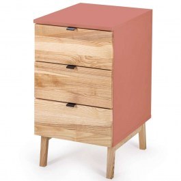 Office Drawer Luka 3 LUKADNAT16 41x50x75cm Natural-Dark Coral NATURAL-CORAL