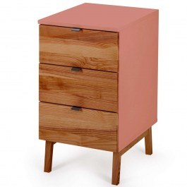 Office Drawer Luka 3 LUKADOAK16 41x50x75cm Oak-Dark Coral OAK-CORAL