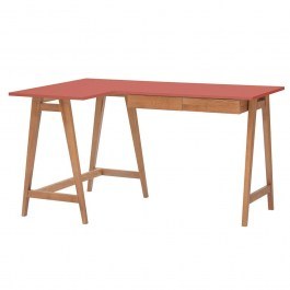Γραφείο Luka Αριστερή Γωνία LUKALOFOAK16 135x50x75cm Oak-Dark Coral CORAL
