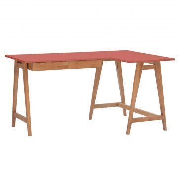 Office Right Corner Luka LUKAROFOAK16 135x50x75cm Oak-Dark Coral