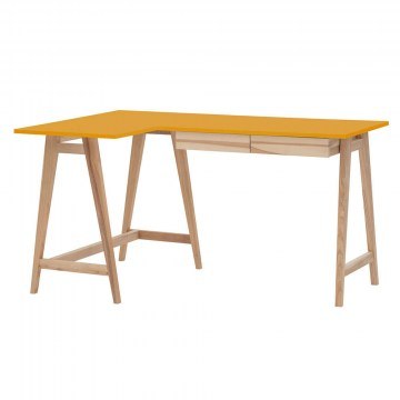 Γραφείο Luka Αριστερή Γωνία LUKALOFASH5 135x50x75cm Natural-Yellow