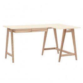 Office Right Corner Luka LUKAROFASH2 135x50x75cm Natural-Chalk White CHALK WHITE