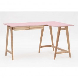Office Right Corner Luka LUKAROFASH9 135x50x75cm Natural-Pink PINK